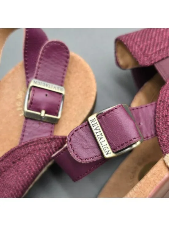 Revitalign Ojai Tweed Back-Strap Clog Wine Berry Canvas Comfort Shoes Size 7.5 - Picture 9 of 10
